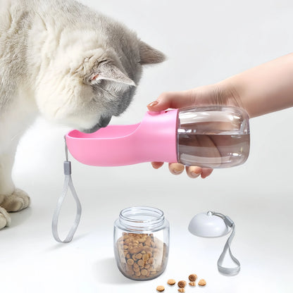 2 In1 Dog Cat Water Bottle with Storage Food and Water
