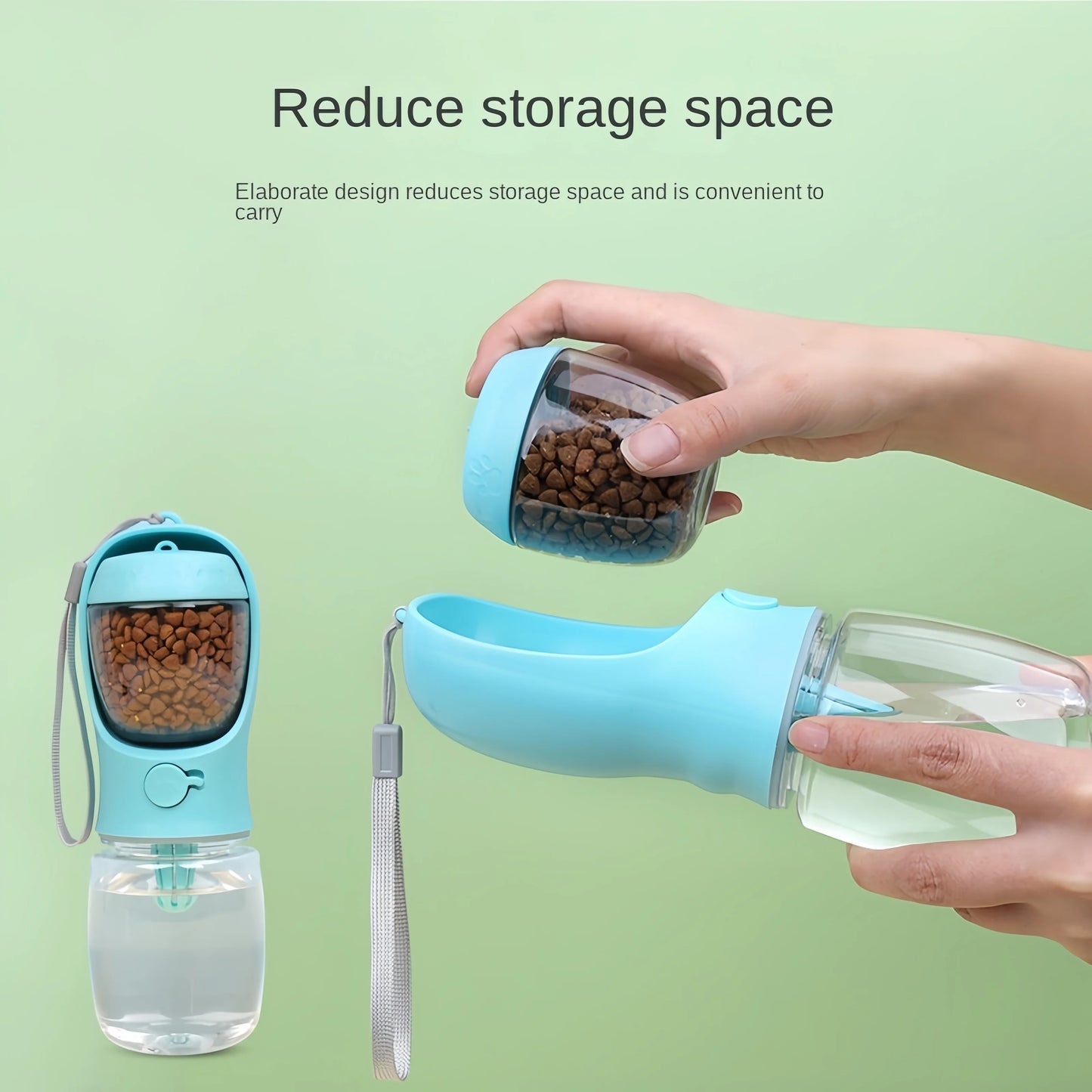 2 In1 Dog Cat Water Bottle with Storage Food and Water